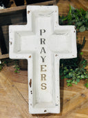 17.75" Large Wood Cross Bowl Engraved Prayers