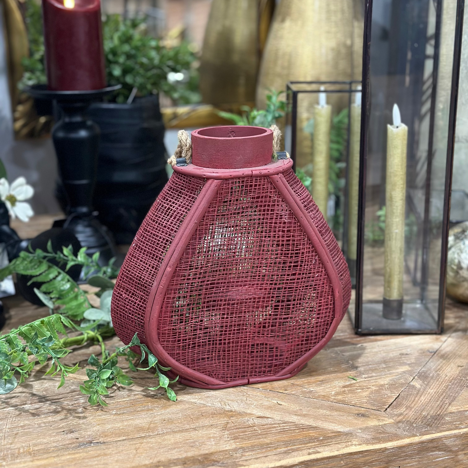 11.75" Red Heart Lantern/Candle Holder