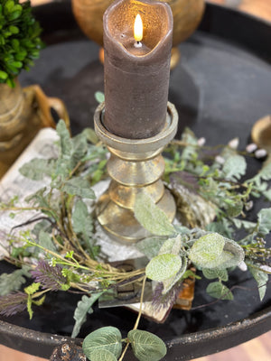 14" Lambs Ear, Willow Thistle, Small Wreath/Candle Ring