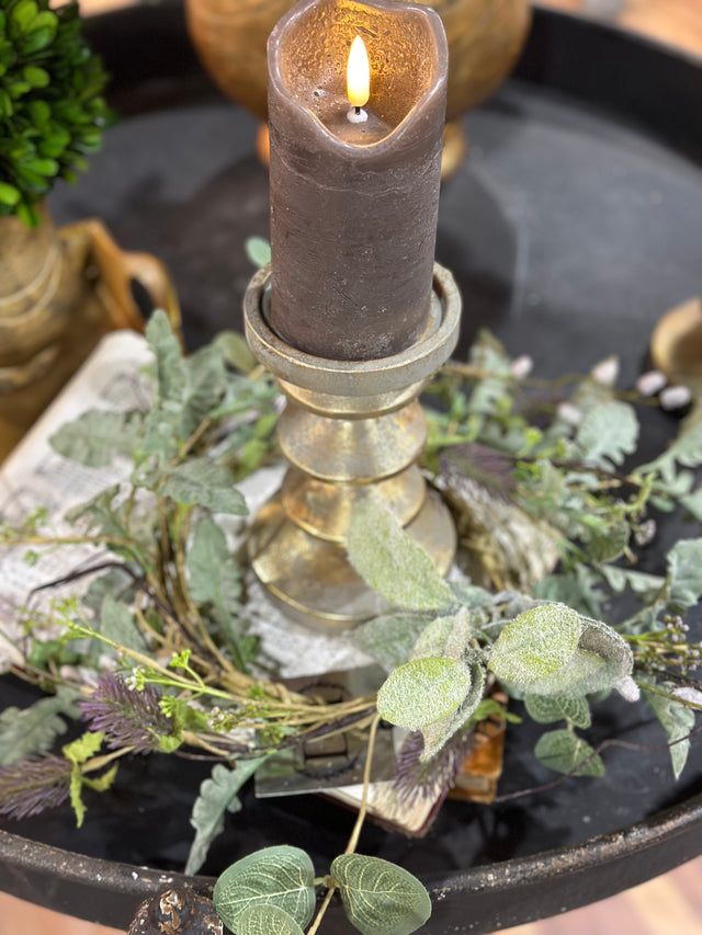 14" Lambs Ear, Willow Thistle, Small Wreath/Candle Ring