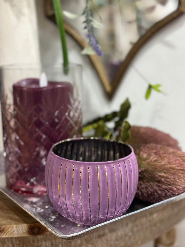 4" Purple Mercury Glass Candle Holder