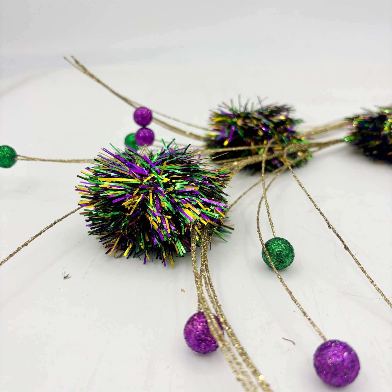 29" Tinsel Ball with Glitter Spray
