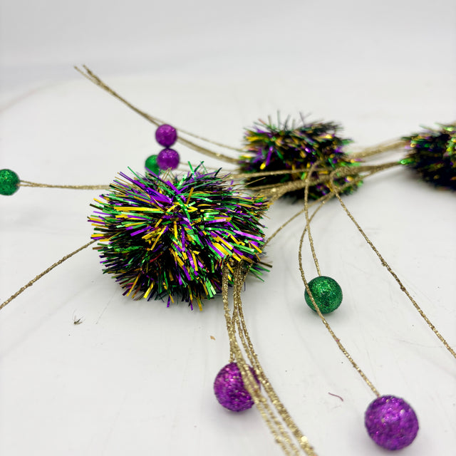 29" Tinsel Ball with Glitter Spray