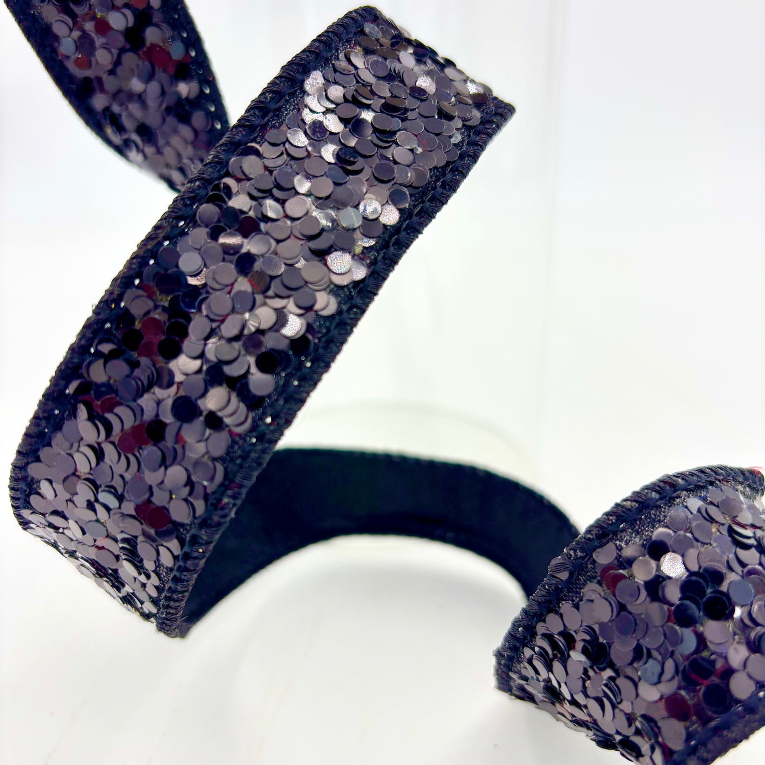1" x 10YDS Black Cirque Glitter Ribbon