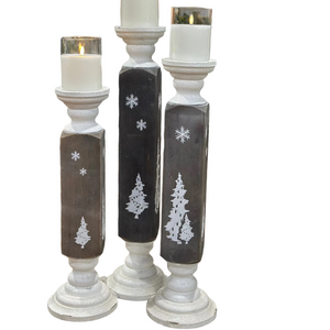 28.5", 25.5"& 22.5" Wood Pillar Candle Holder Set Of 3