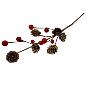12" Plastic Cone and Berry Branch