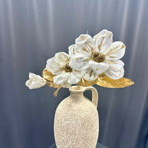 26" Cream & Gold Magnolia Stem
