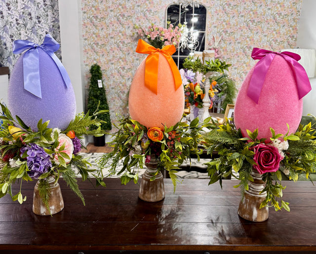 Easter Vibrance Custom Egg Candlestick Arrangement | Orange Sherbet