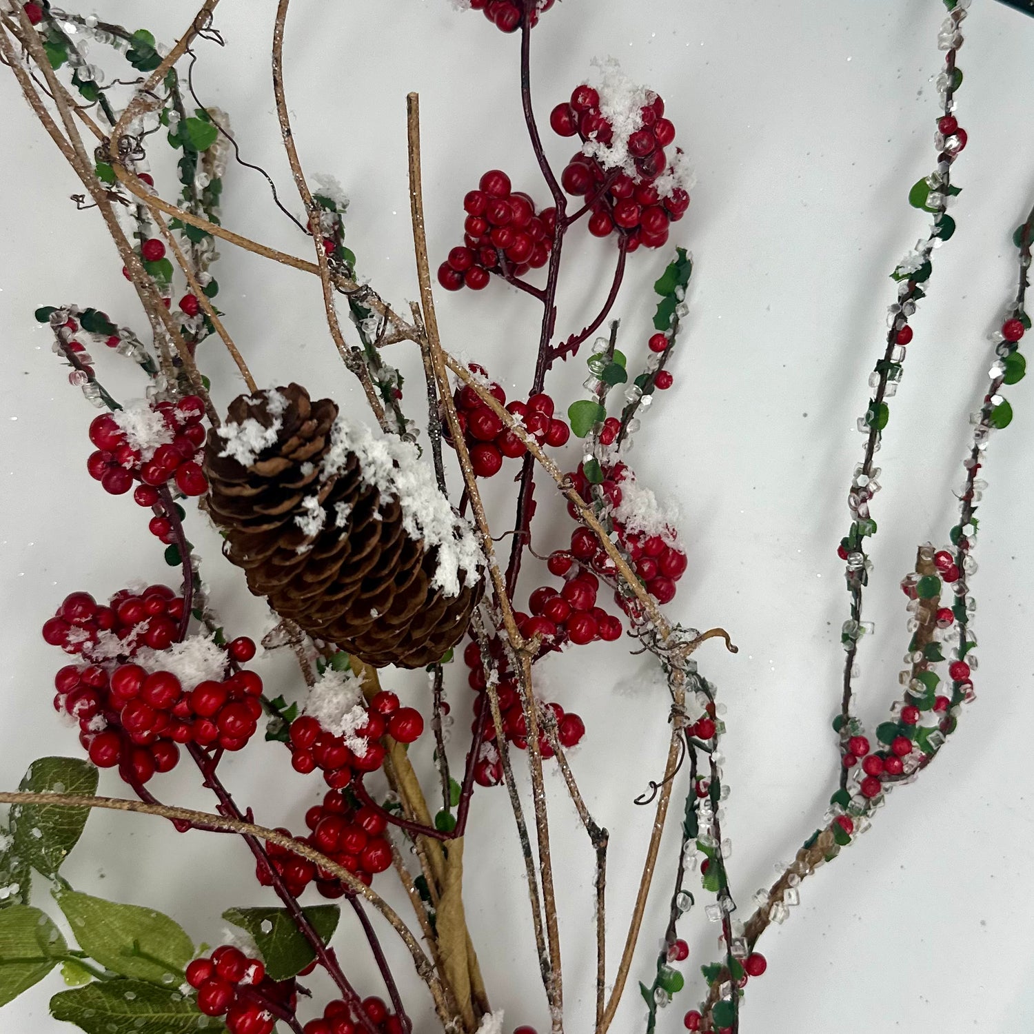 30" Snowed Red Privet Berry Spray