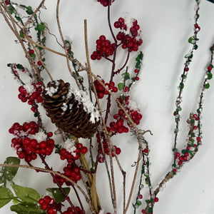30" Snowed Red Privet Berry Spray