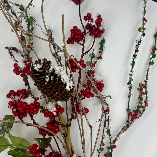 30" Snowed Red Privet Berry Spray