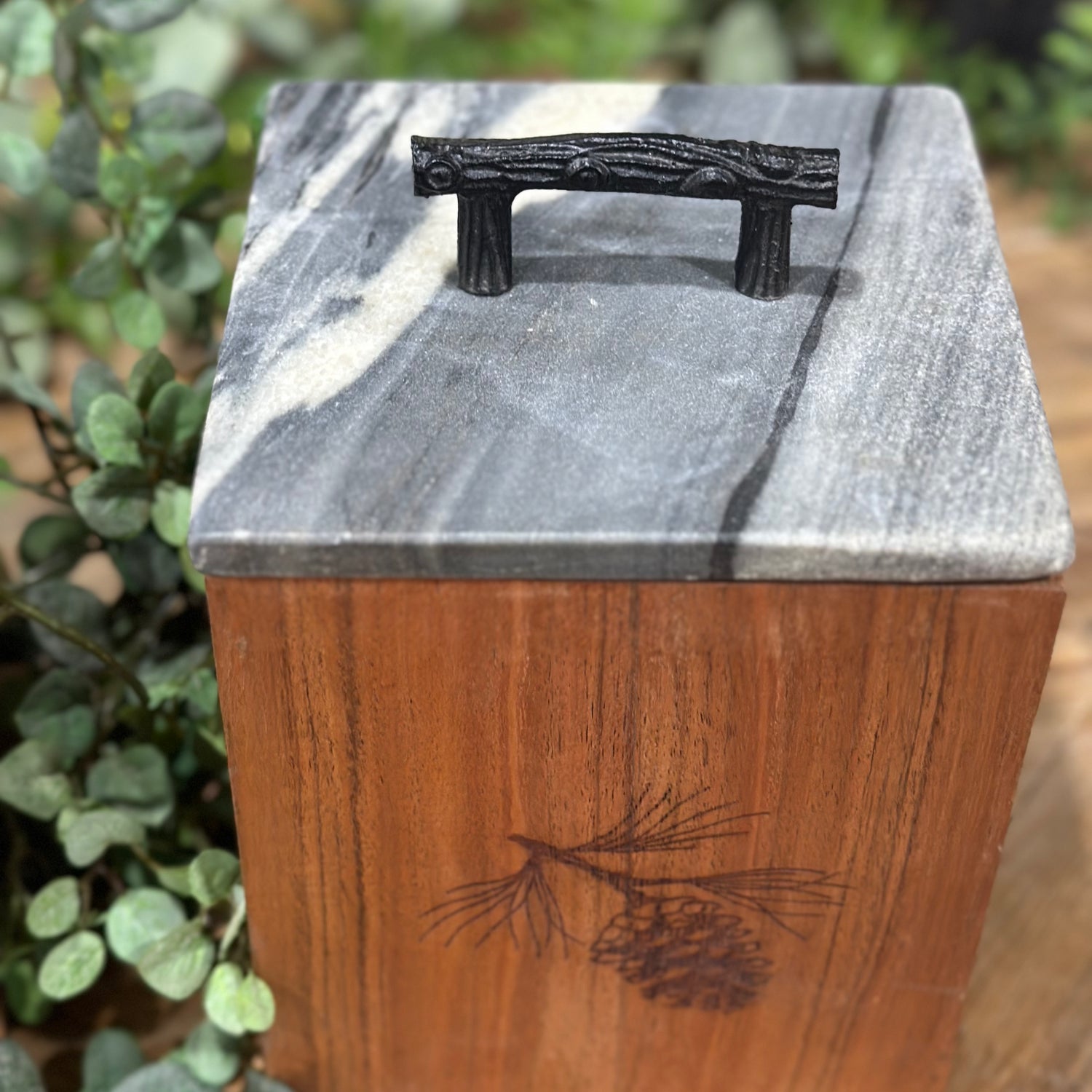 7.5” Rustic Wood Canister