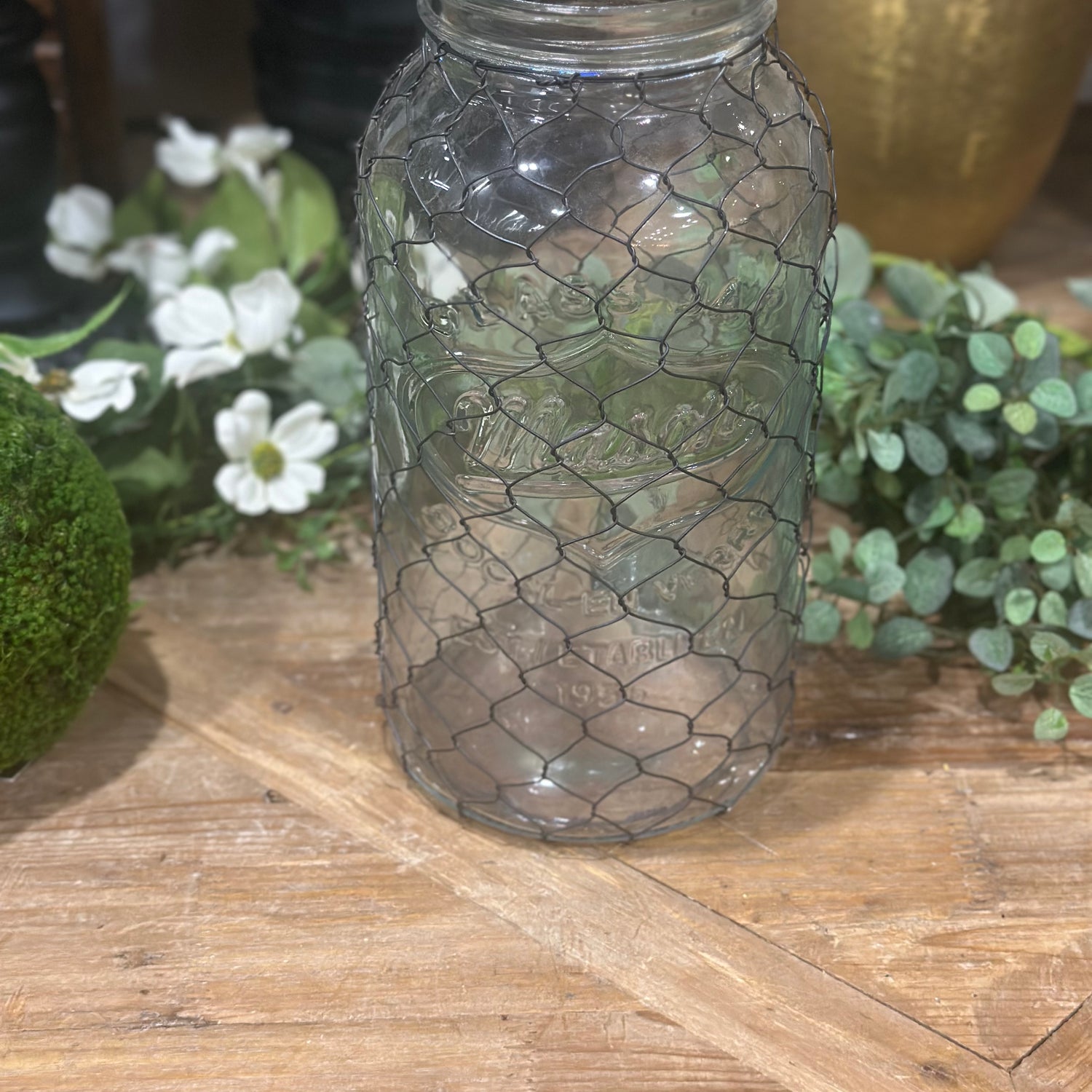 12” Canning Jar with Poultry Wire