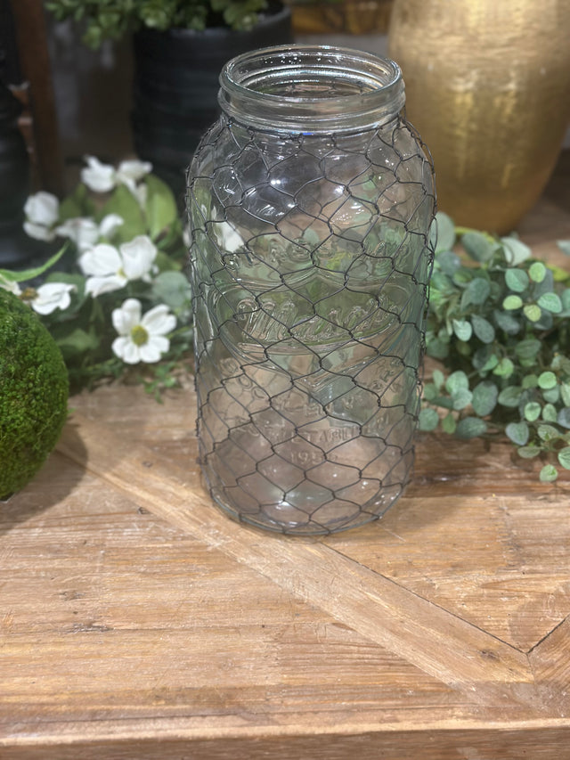 12” Canning Jar with Poultry Wire