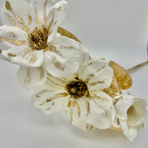 26" Cream & Gold Magnolia Stem