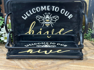 18"-15" Wood Bee Trays Set of 2
