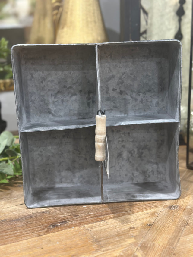 11” Metal Tray With 4 Compartments
