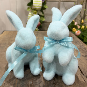 8.75" Pastel Blue Flocked Bunny