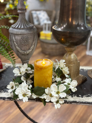 13" Dogwood Candle Ring Cream