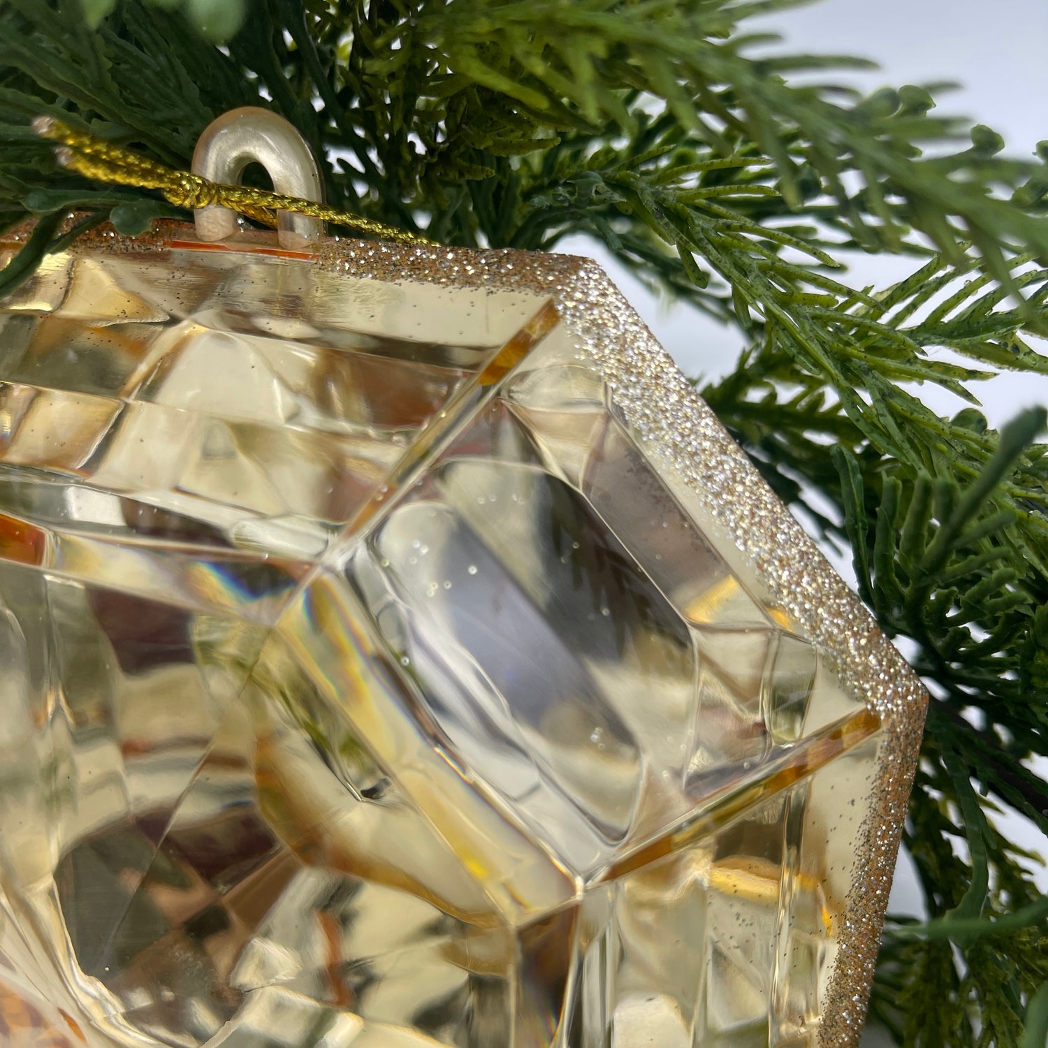 6" Champagne Square Precious Gem Ornament