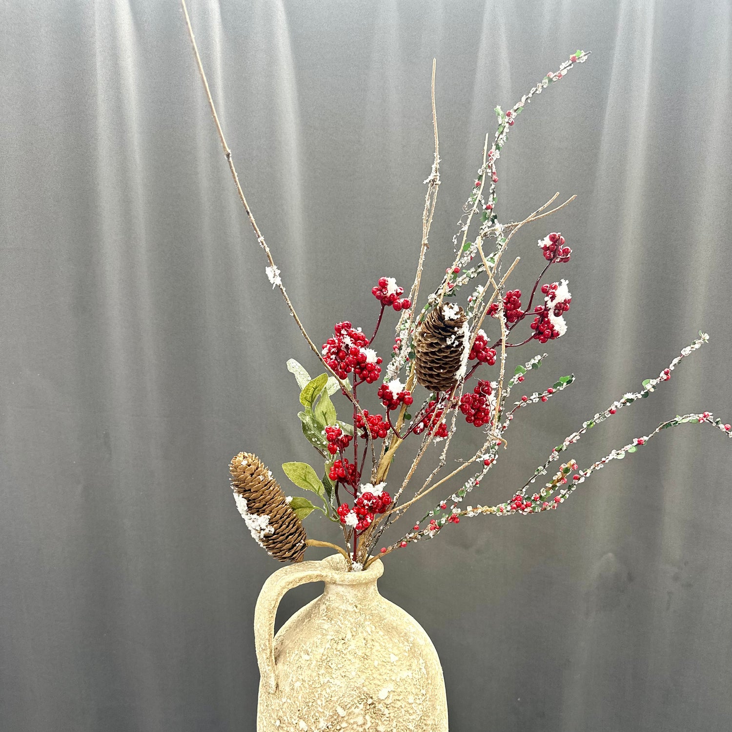 30" Snowed Red Privet Berry Spray