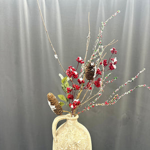 30" Snowed Red Privet Berry Spray