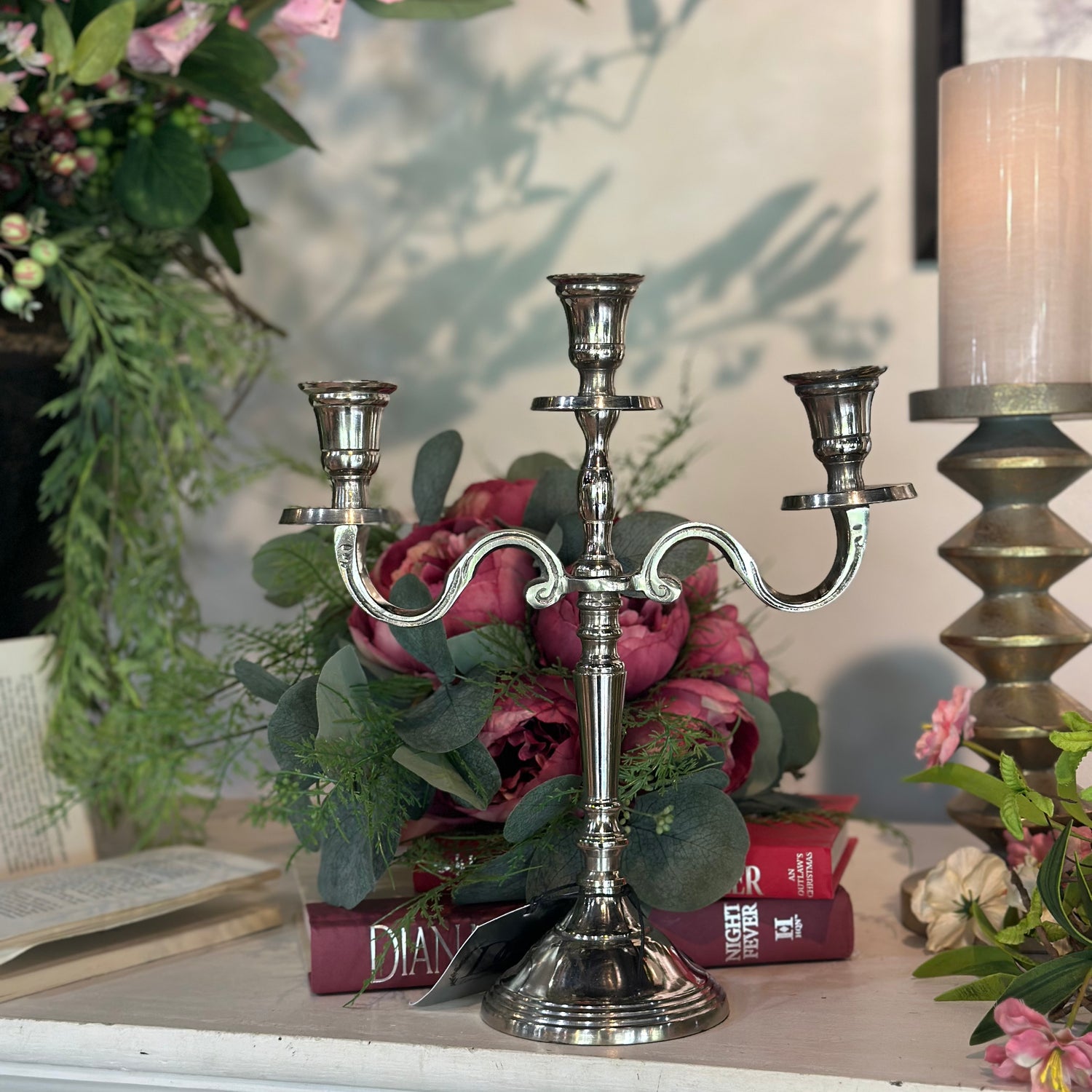12" Candle Holder Aluminum Silver Polish