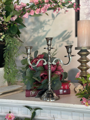 12" Candle Holder Aluminum Silver Polish