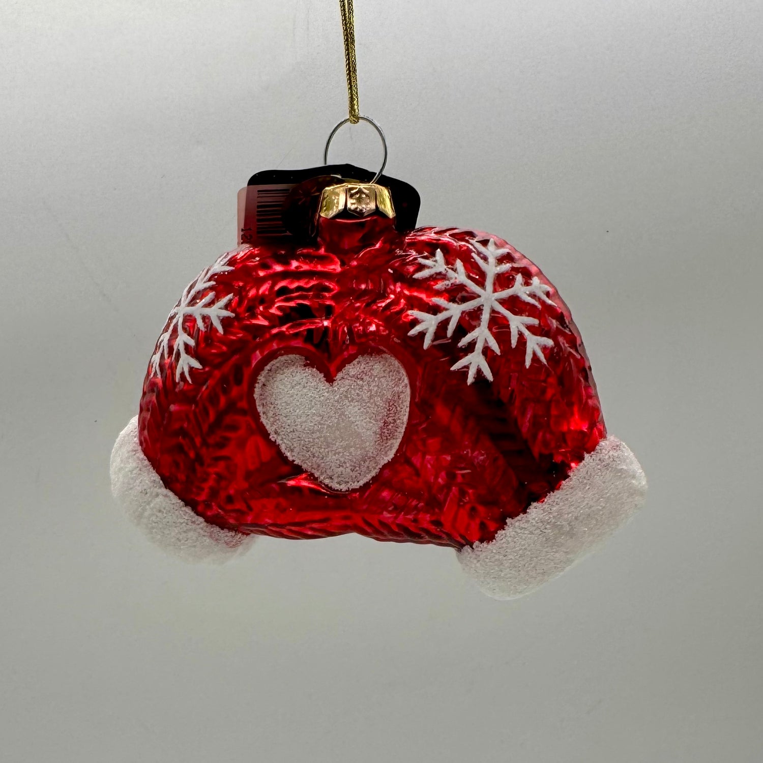 2" Red and White Glass Glove Snowflake Ornament