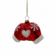 Red and White Glass Glove Snowflake Ornament, additional view