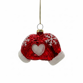 Red and White Glass Glove Snowflake Ornament, additional view