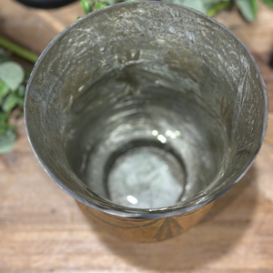 8" Antique Bronze Etched Pattern Hurricane Candle Holder