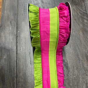 4"X5YDS Ruffle Festivity Deluxe Dupioni Wired Edge Ribbon