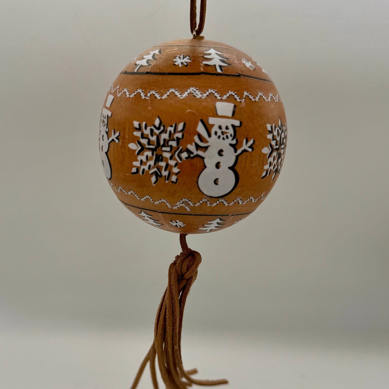 3" Wooden Ball with Tassel Ornament