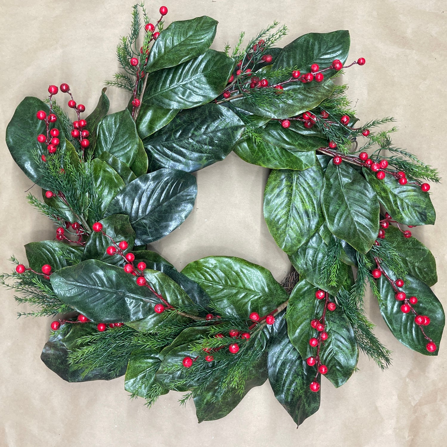 26" Berry Magnolia Leaf Wreath