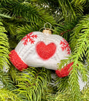 2" Red and White Glass Glove Snowflake Ornament