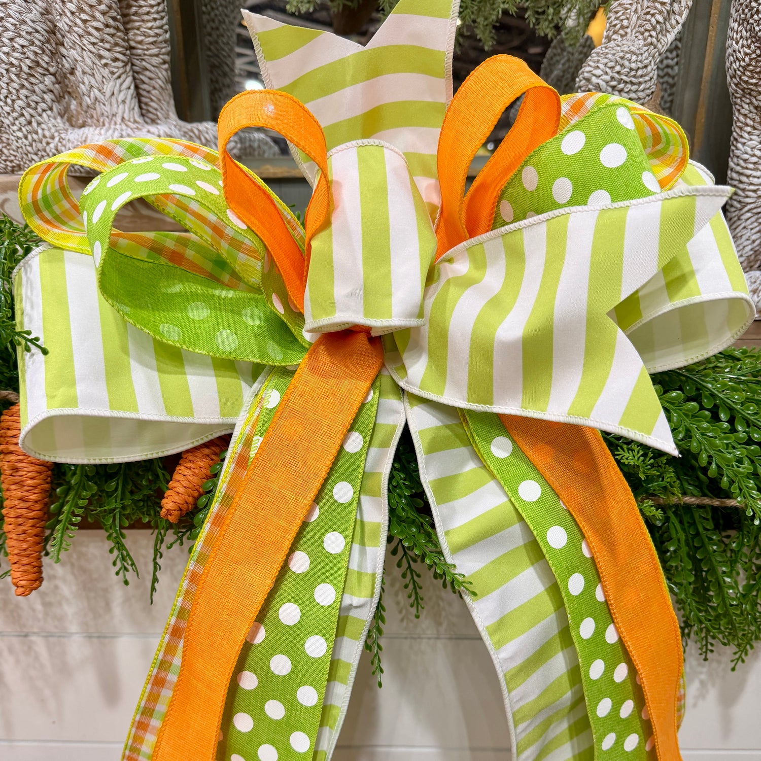 68" "Happy Easter" Beaded Grass Garland with Bow