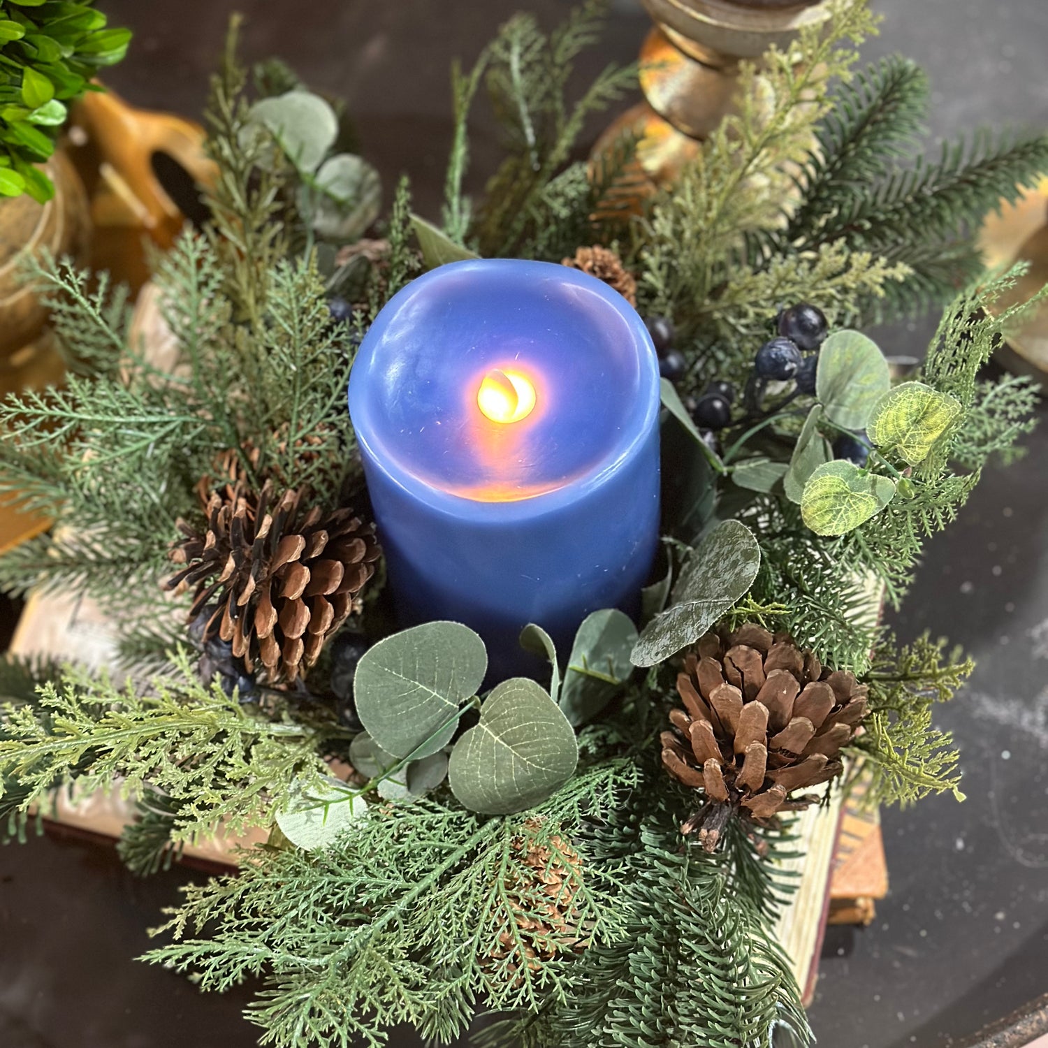 17" Blueberry and Pine Candle Ring