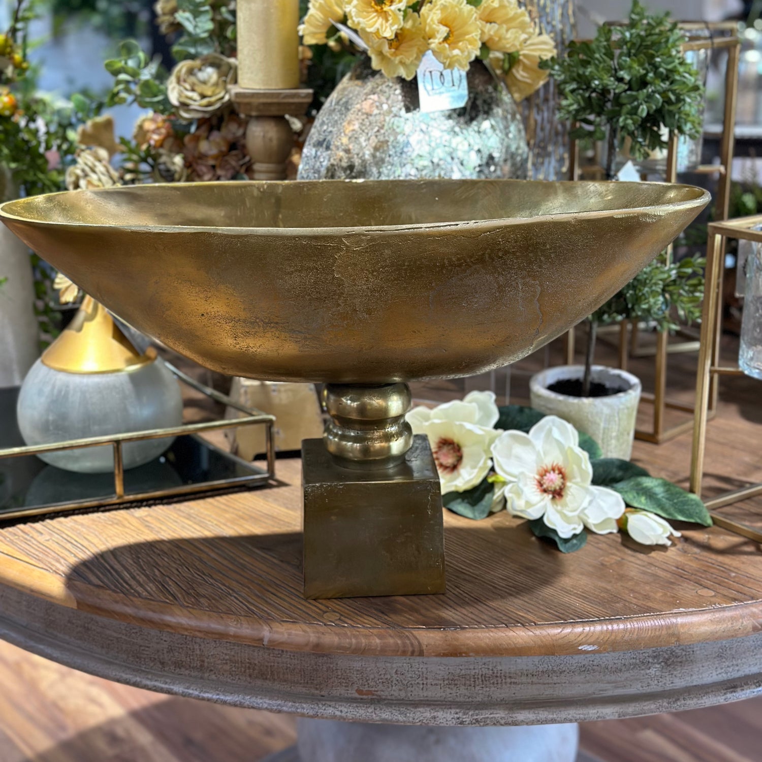 14" Gold Oval Dish-Compote