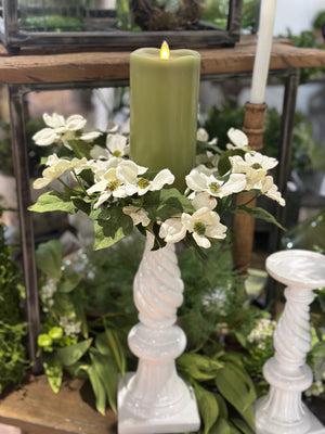 13" Dogwood Candle Ring Cream