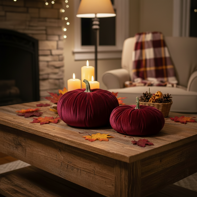 Burgundy Velvet Stuffed Pumpkin | 6" or 5.25"