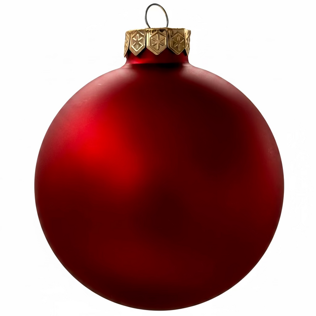 4" Red Glass Bauble Ornament- 2 Shiny/2 Matte