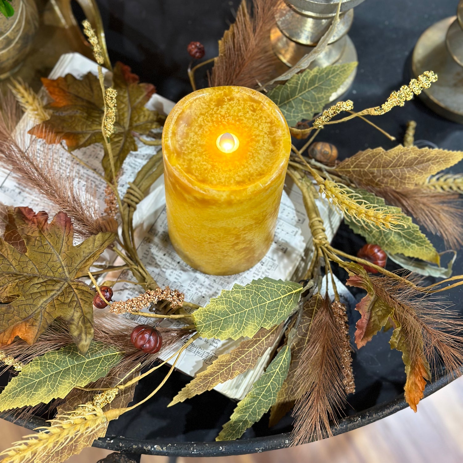 18" Mix Fall Foliage Candle Ring