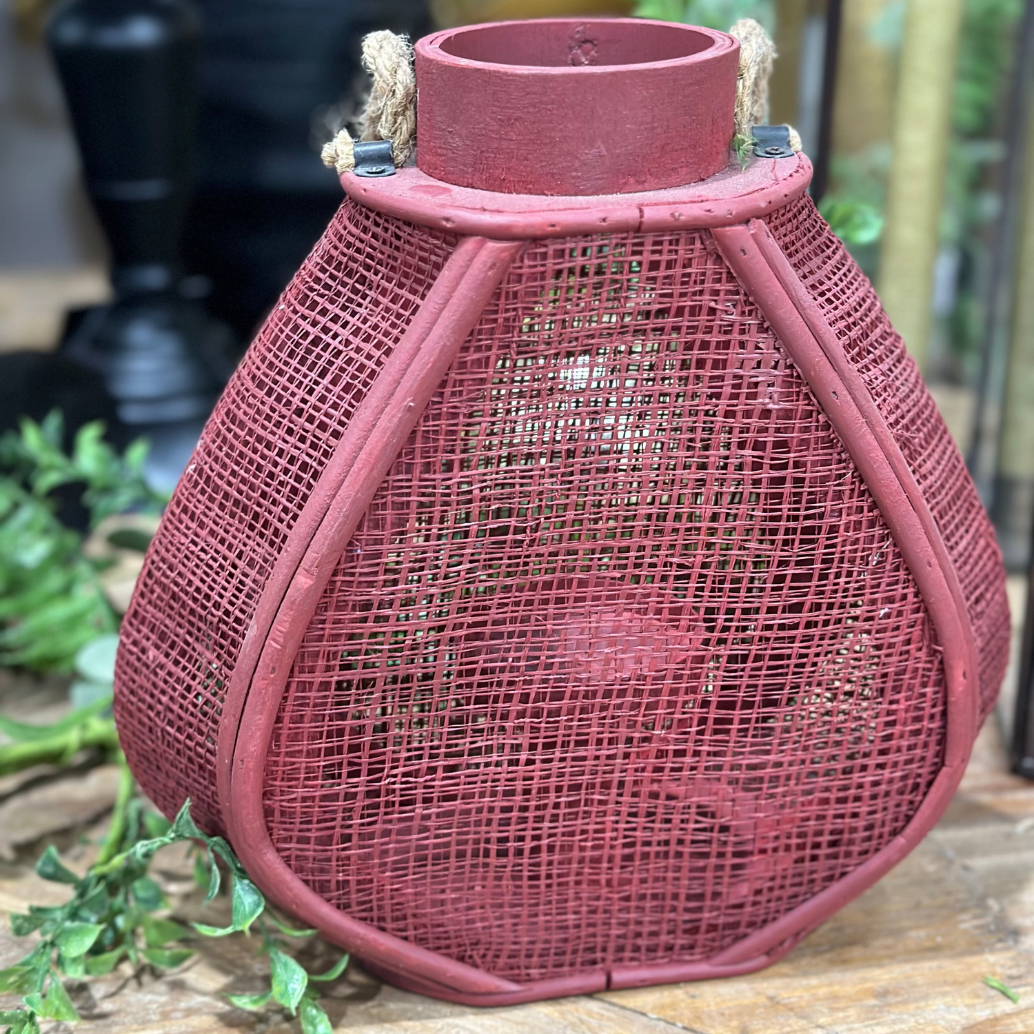10.25" Red Heart Lantern/Candle Holder