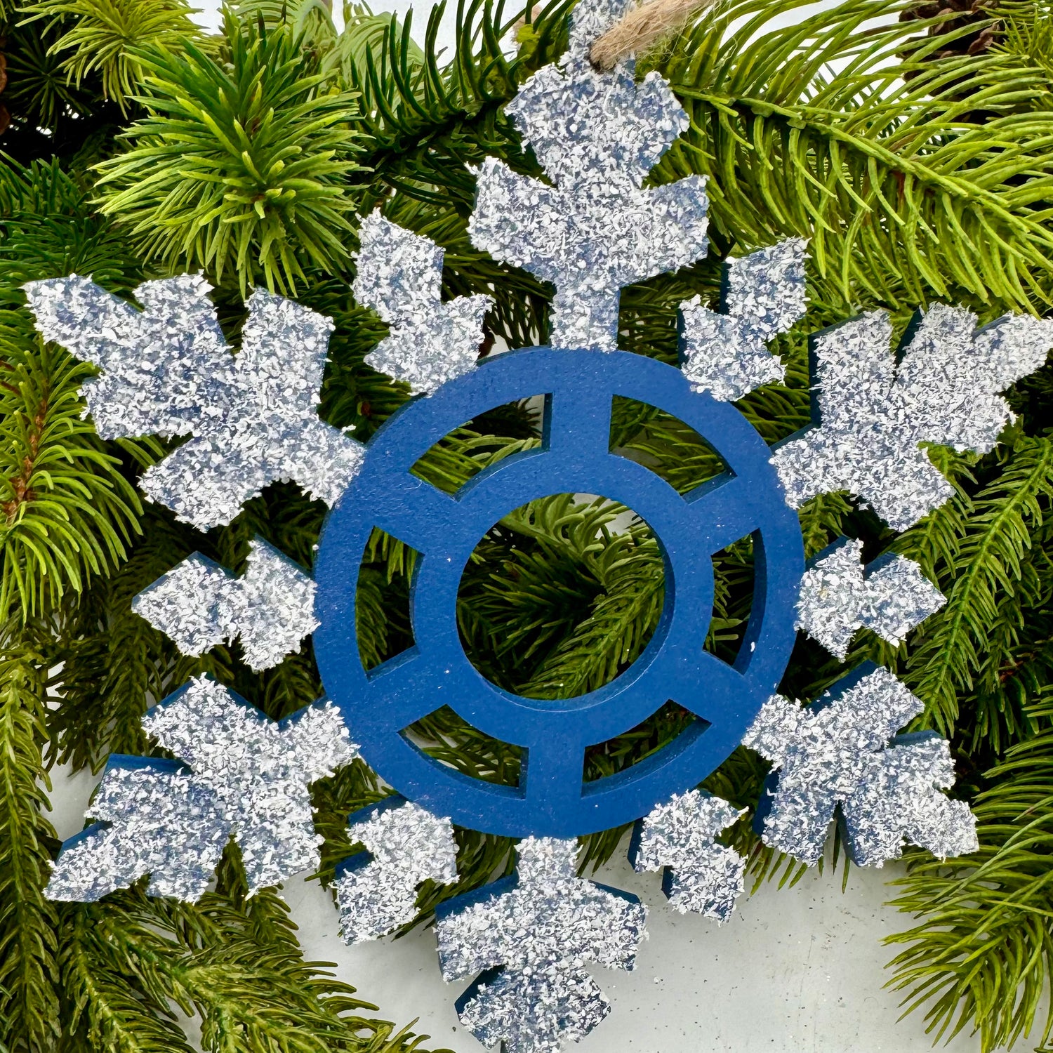 6" Wooden Flocked Snowflake