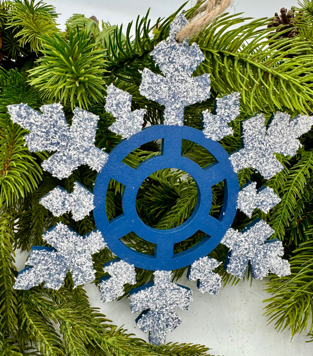 6" Wooden Flocked Snowflake