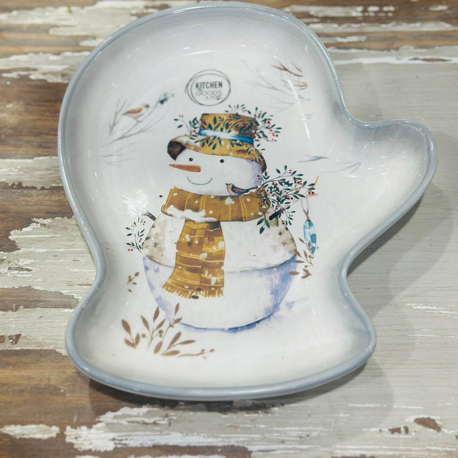 8” Plate Dolomite Snowman