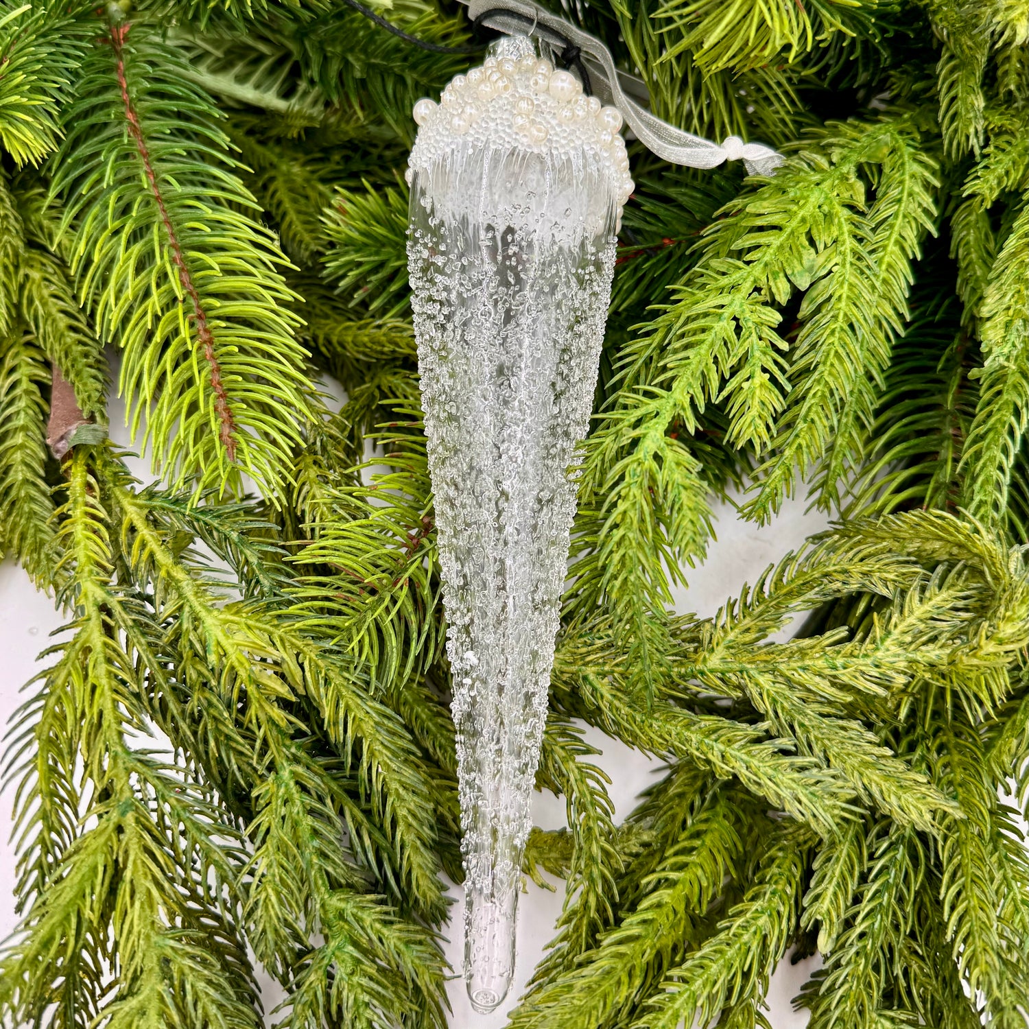 8" Icicle Glass Pearls, Speckled