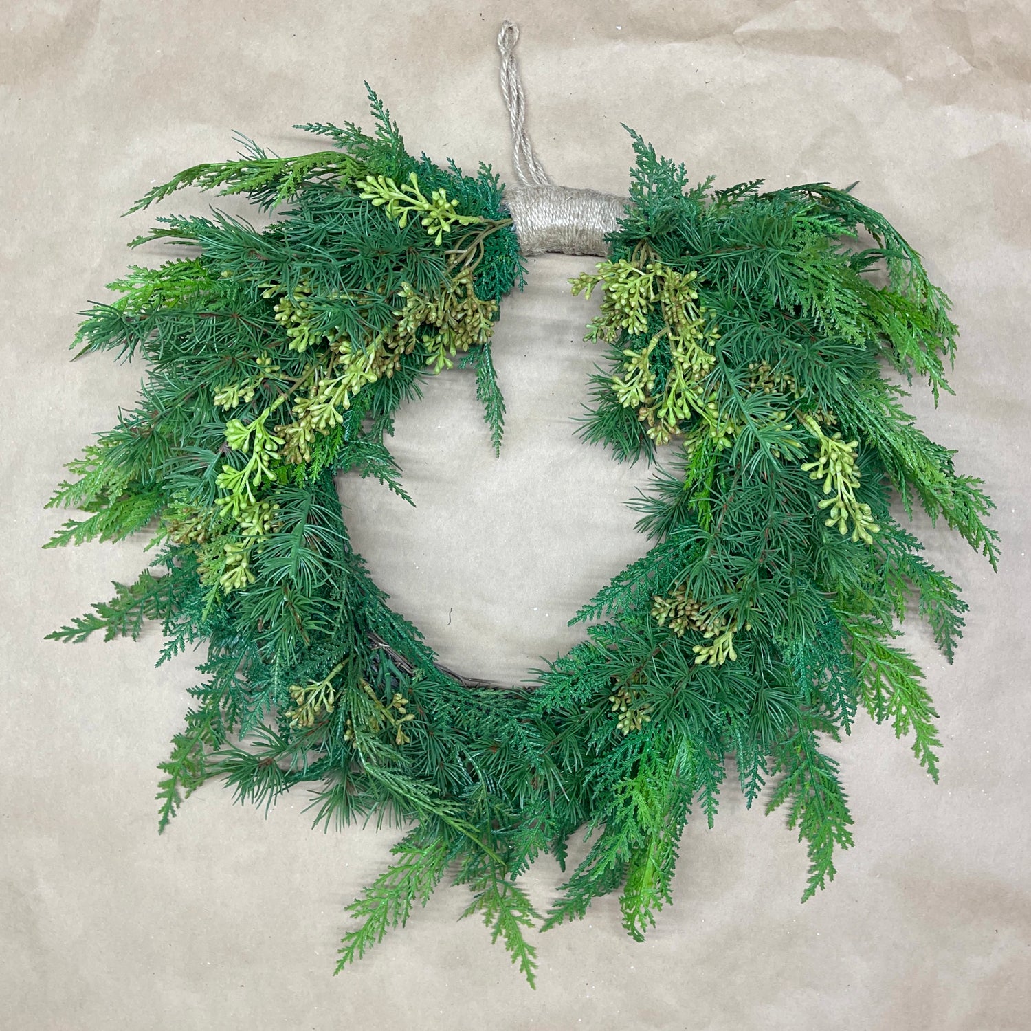 26" Natural Touch Cedar Heart Shape Hanging Wreath