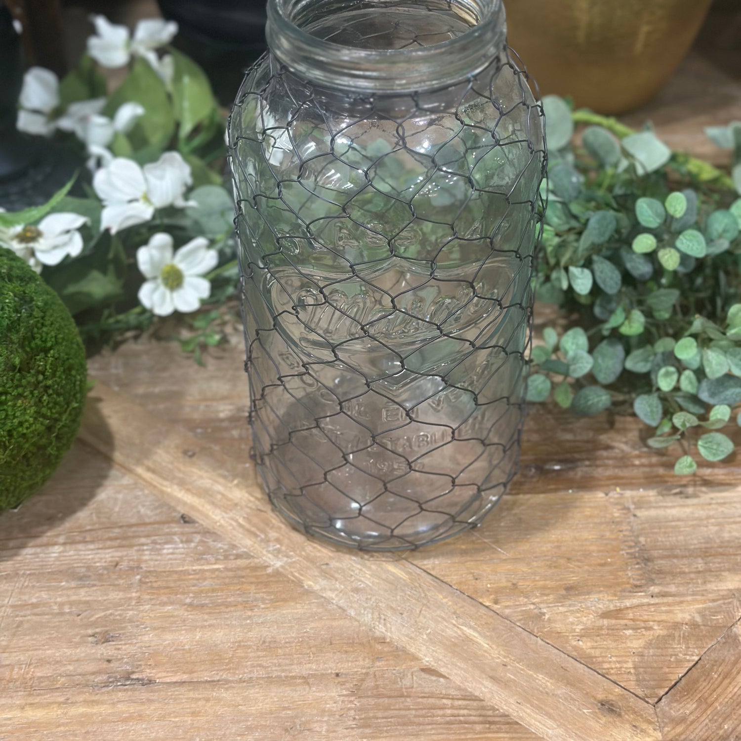 12” Canning Jar with Poultry Wire
